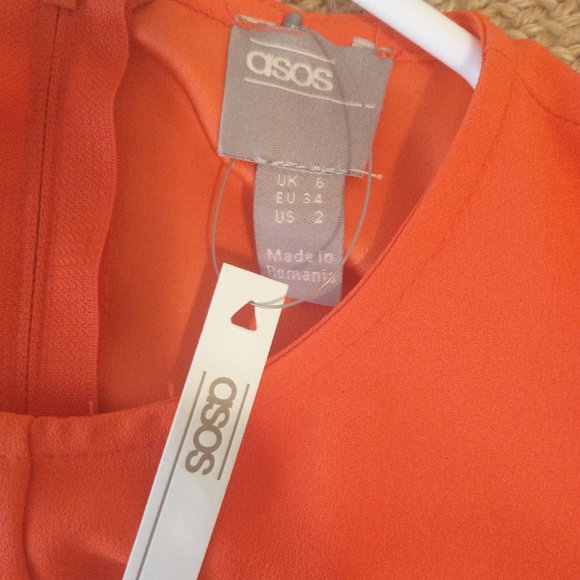 NWT ASOS Bright Orange Tie-Front Midi/Maxi Dress with 3/4 Sleeves - Sz US 2 - Picture 10 of 11